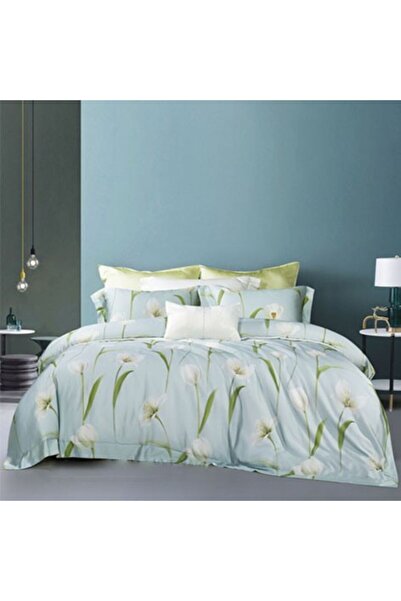 Ferrucci فروتشي طقم لحاف أزرق فاتح نقشة بألوان متعددة كينج، نفرين طقم 6 قطع