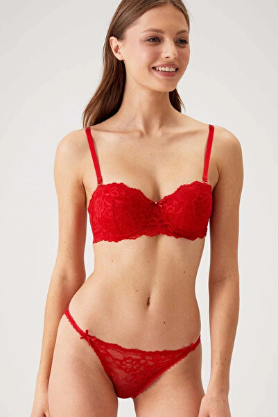 Pierre Cardin Red 4563 Pisa Supported / Push - Up Σετ σουτιέν με δαντέλα στρά...