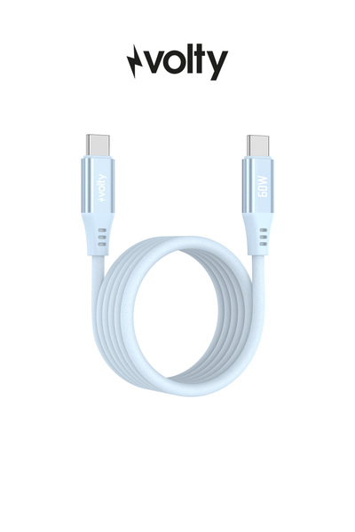 Volty Type-C to Type-C Hızlı Şarj Kablosu | 60W PD, Ultra Esnek Silikon, 480M...