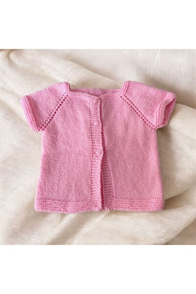 The Cloudish Shop Baby Hand Knitted Vest Pink with Glitter 0-1 Year Old