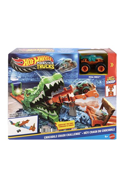 mattel Hot Wheels Φορτηγό Τέρας Σετ Παιχνιδιού Πρόκλησης Κροκόδειλου με Αυτοκ...
