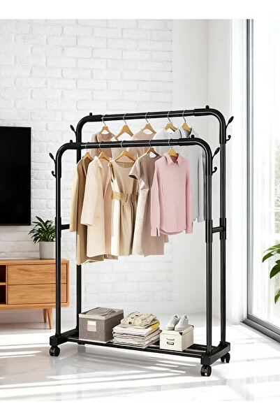 NETANY Clothes rack, double pole clothes rack 110cm, heavy-duty clothes rack ...