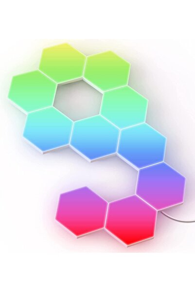 Arabest 10-Piece Hexagon LED Wall Light, RGB+IC Wi-Fi Smart Control with Musi...