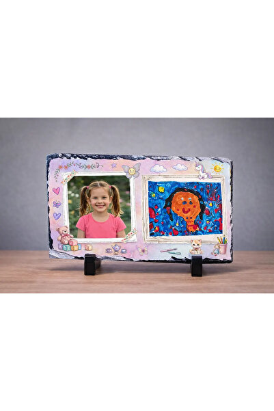 peGiftuiala Placă Ardezie Personalizată – Model Fetiță – Poză și Desen Copil ...