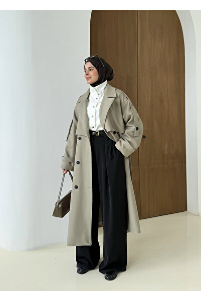MODA AKSA 2045 PREMİUM POLEVİSKON UZUN SALAŞ TRENÇKOT yeşil