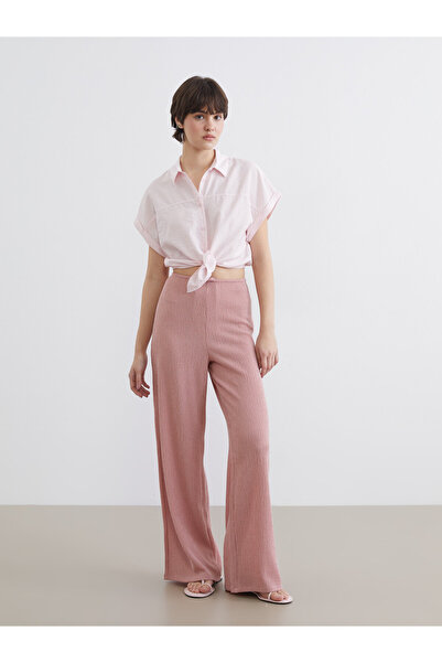 LC Waikiki Pantaloni de damă texturati cu talie elastică