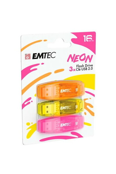 Emtec USB memory, C410 P3, 16Gb USB 2.0, orange yellow pink