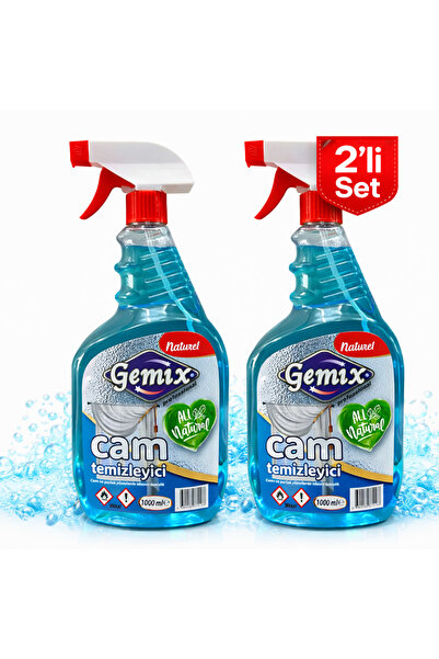 GEMİX Naturel Cam Temizleyici 1000 ml x2 Set – Leke Bırakmaz