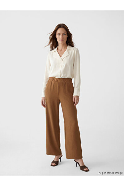 LC Waikiki Pantaloni de damă cu talie elastică și picior larg