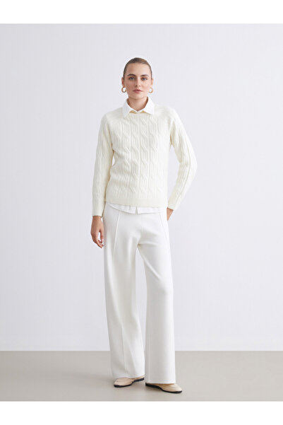 LC Waikiki Pantaloni de damă din tricot cu talie elastică și picior larg