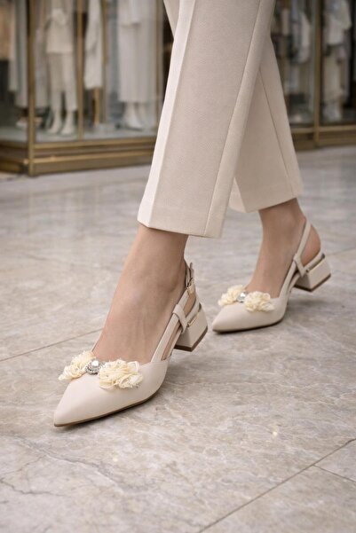 MODAONN Γυναικεία χρυσά αξεσουάρ με λεπτομέρεια φιόγκου και τακούνι