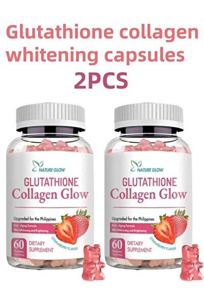 Glow NATURE 2 Pack Strawberry - Flavored Collagen Anti - Aging & Whitening Vi...
