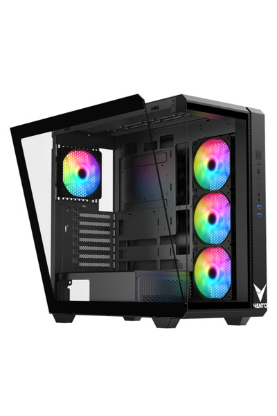 VENTO VG4300F 650W RGB TEMPERLİ CAM USB 3.0 MESH SİYAH ATX GAMING KASA