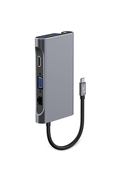Havit Hub USB-C multiplu 7 în 1 HB4001, 3 USB 3.0 / 1 HDMI / 1 VGA / 1 RJ45 /...