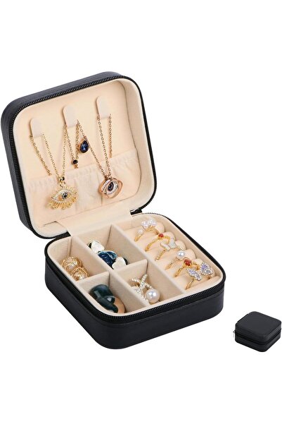 Yelajoy Small Travel Jewelry Organizer Case with Zipper for Ring Earring Neck...