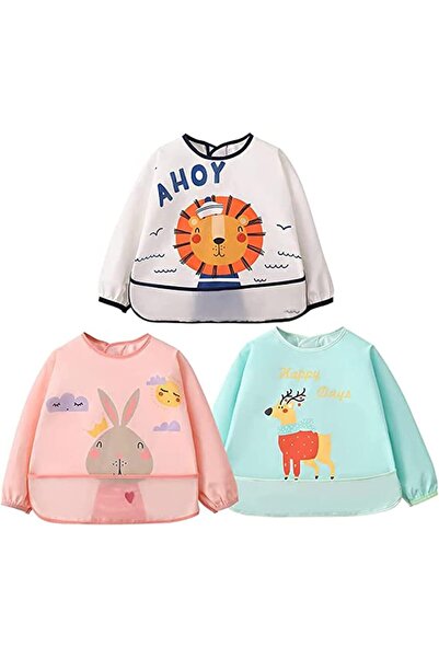 Yelajoy 3-Piece Long Sleeve Baby Bibs, Unisex Waterproof Feeding Smock Apron ...