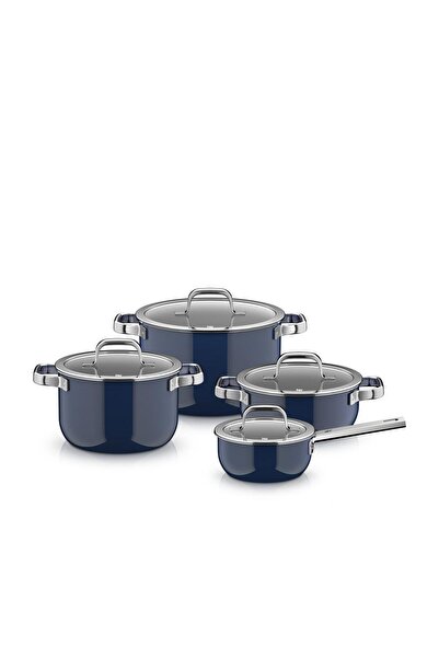 WMF طقم أواني طهي فيوجن تك 4 قطع باللون الأزرق الداكن