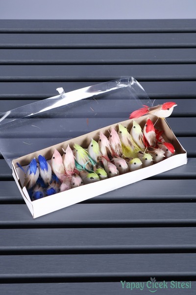 Yapay Çiçek Sitesi Dekoratif Mini Kuş 24lü Paket