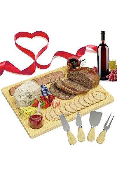 NO BRAND Πιατέλα σερβιρίσματος από μπαμπού για τυριά, αλλαντικά, φρούτα, λαχα...