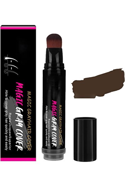 Yelajoy قلم بودرة لتغطية الشيب وتحسين خط الشعر، لون بني