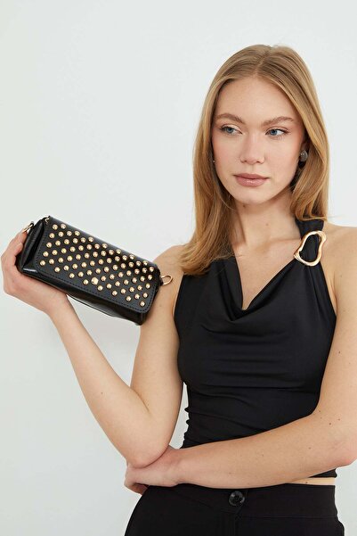 Fulla Moda Rivet Detailed Faux Leather Handbag