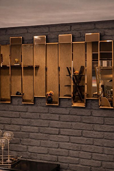 FLEXON 9 Parça 12x70 cm Şişecam Flotal Piyano Duvar Aynası – Bronz Renk Bizot...