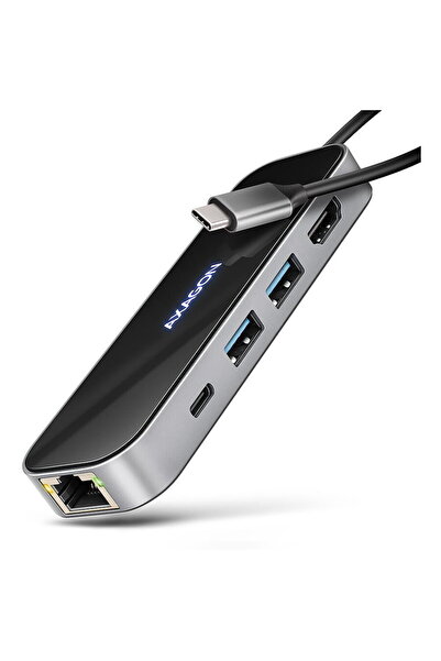 Axagon Hub USB HMC-6GLN, USB-C, USB-A, HDMI, RJ-45, PD 100W