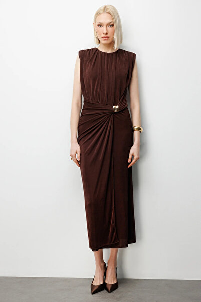 Ekol Drawstring Dress with Metal Accessories-6902