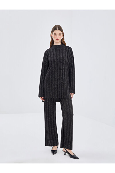 LC Waikiki Pantaloni tricotați de damă cu talie elastică și aspect lucios