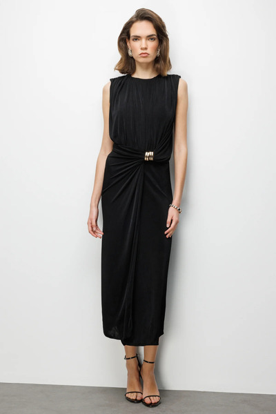 Ekol Drawstring Dress with Metal Accessories-6902