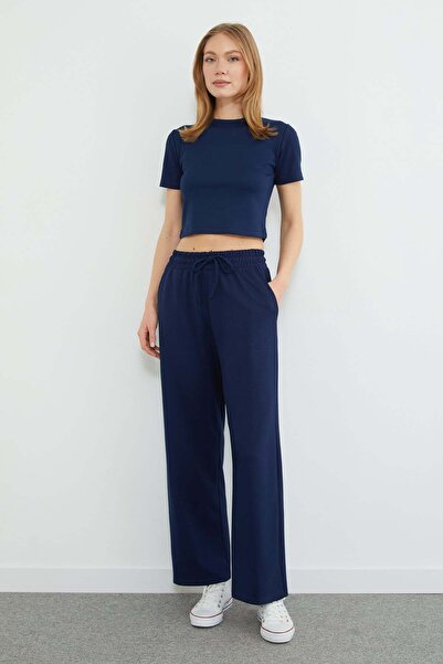 Fulla Moda Φούτερ μοντάλ με κορδόνια στη μέση και τσέπες