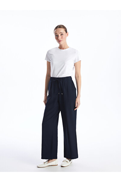 LC Waikiki Pantaloni de damă uni, cu talie elastică și croială largă