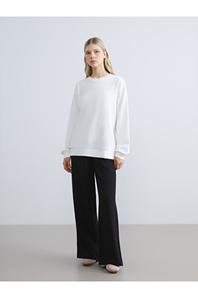 LC Waikiki Pantaloni de damă cu talie elastică, texturati, cu picior larg