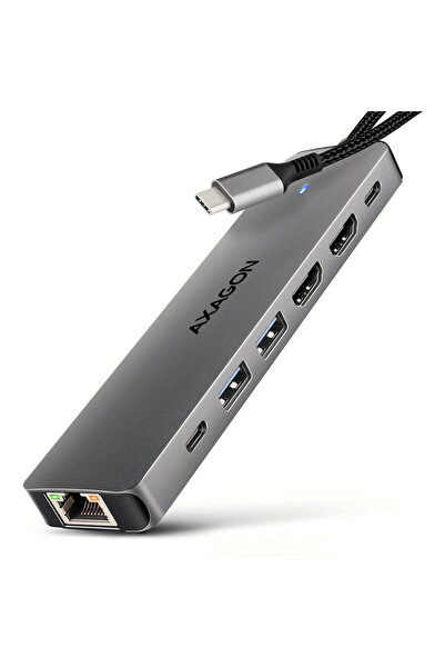 Axagon Hub USB HMC-7HX2, 2 x USB-A, 2 x HDMI, RJ-45, USB Type-C, PD 100W