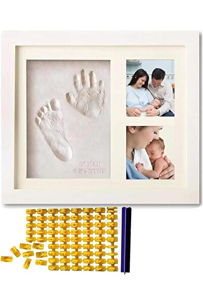 Yelajoy طقم إطار لبصمات اليد والقدم للأطفال مع طين غير سام، هدية تذكارية للمو...