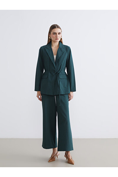 LC Waikiki Pantaloni de damă cu talie elastică, cu aspect de in