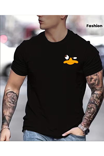 LİNA06 Black and White Novelty Men's Print Fashion T-Shirt