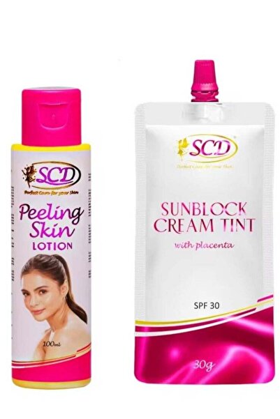 SCD لوشن تقشير البشرة 100 مل + كريم واقي من الشمس مع خلاصة المشيمة بعامل حماي...