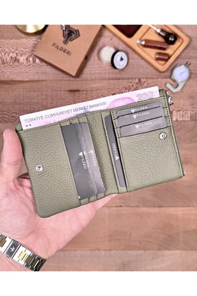 Fil Deri Genuine Leather Wallet with Coin Compartment and Zipper 2140