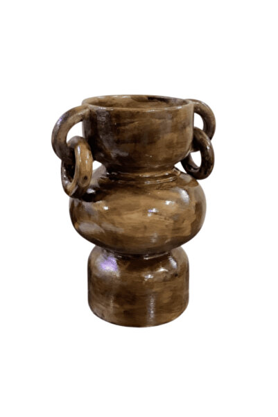 Nonno dekor Antique Earringed Bohemian Ceramic Vase, 22 X 17 cm