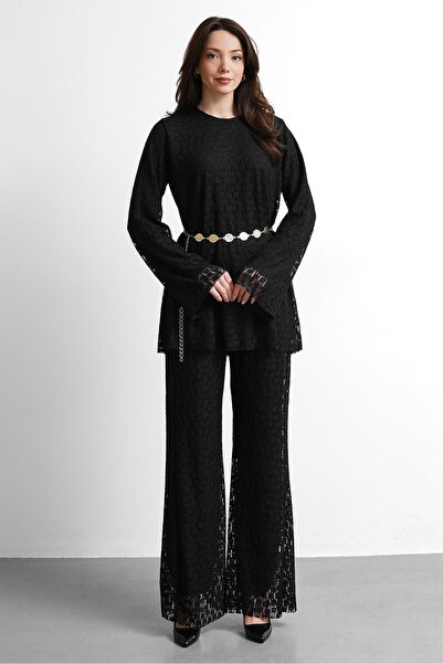 salisburys Γυναικείο σετ μπλούζας με ζώνη και παντελόνι από δαντέλα Molly Nelly