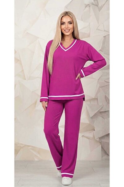 ihaoo Elegant plain fuchsia women's suit