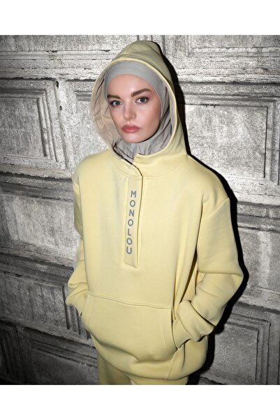 Monolou Kapüşonlu Pamuk Kumaşlı Comfy Sweat