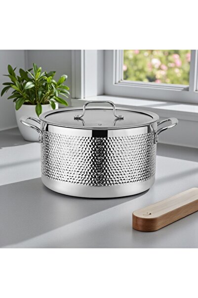 parlahome 9Pcs Cookware set Panoz series P-240, 3ply Stainless steel 304, Induction bottom, Hammered design.