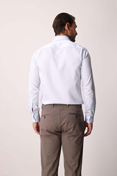 İgs White Regular Fit Wide Fit Classic Collar Plain Long Sleeve Without Pocke...