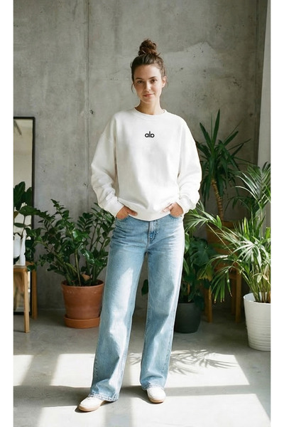 ZAVIXO Γυναικείο Premium Φούτερ Oversize με Τρεις Κλωστές και Στάμπα – Μοντέρ...