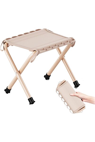 Yelajoy Portable Folding Camping Stool, 12 Inch, 260lbs Load Capacity, for Fi...