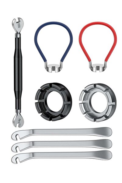 Yelajoy 8-Piece Bike Spoke Wrenches Tool Kit, 3 Tire Levers, Bicycle Rim Trui...