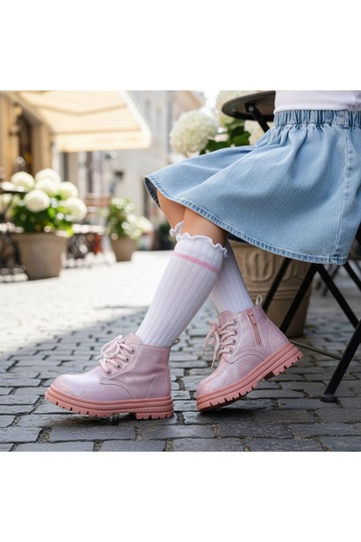 OEM Girls' boots with a shiny look, versatile model, casual wear, XA-125