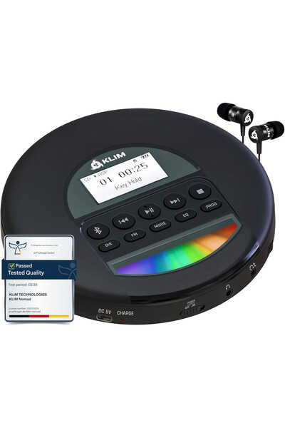 Klim CD Player portabil Nomad Discman, Bluetooth, radio FM, MP3, cititor TF, ...
